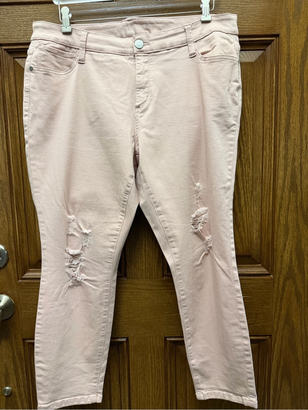Women's Blush Pink Skinny Ripped Jeans